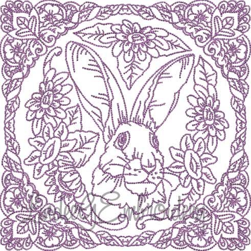 Rabbit Easter Blocks (4 sizes) Machine Embroidery Design
