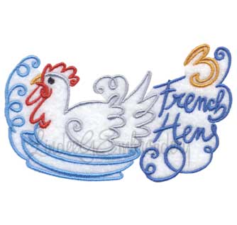3 French Hens Machine Embroidery Design
