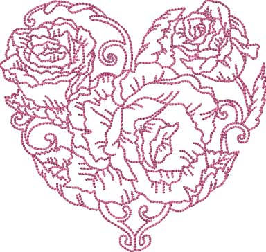 Rose Heart 3 (5 sizes) Machine Embroidery Design