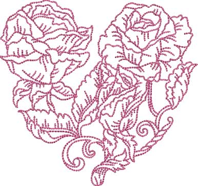 Rose Heart 5 (5 sizes) Machine Embroidery Design