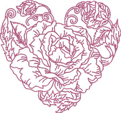 Rose Heart 6 (5 sizes) Machine Embroidery Design