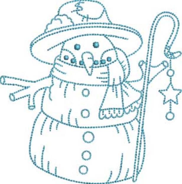 Picture of Snowman with Lamp (4 sizes) Machine Embroidery Design