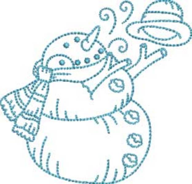 Picture of Snowman with Lamp (4 sizes) Machine Embroidery Design