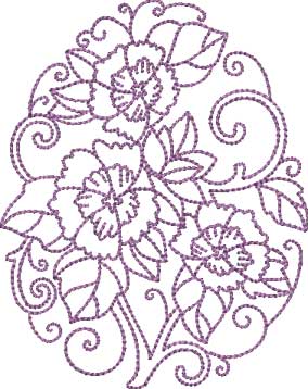 Floral Egg 01 (4 sizes) Machine Embroidery Design