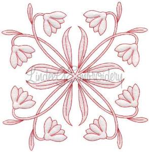 Picture of Snowdrops Redwork  (6.7-in)Machine Embroidery Design