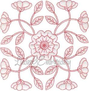 Picture of Primrose Redwork  (6.8-in)Machine Embroidery Design