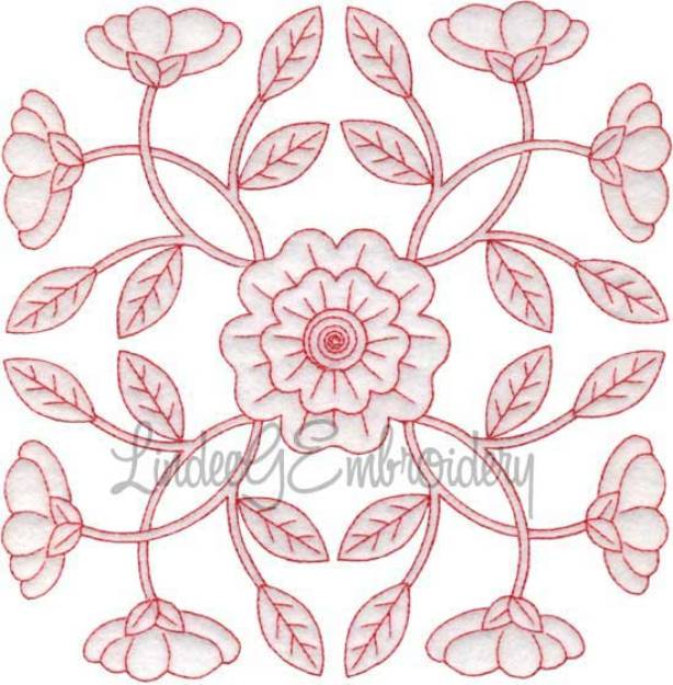 Picture of Primrose Redwork  (6.8-in)Machine Embroidery Design