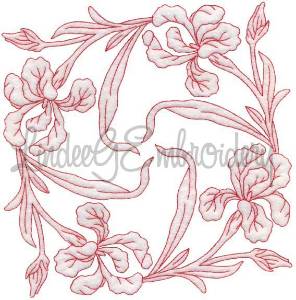 Picture of Iris Redwork  (6.8-in)Machine Embroidery Design