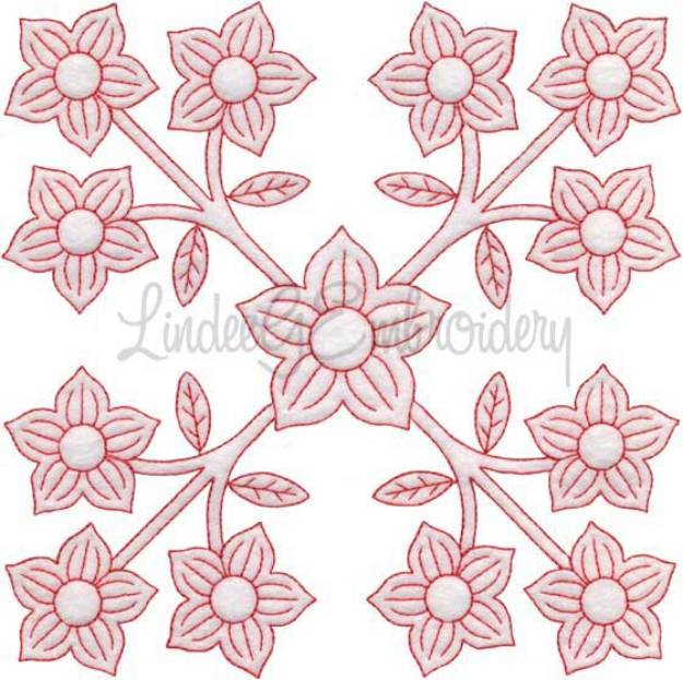 Picture of Larkspur Redwork  (6.8-in)Machine Embroidery Design