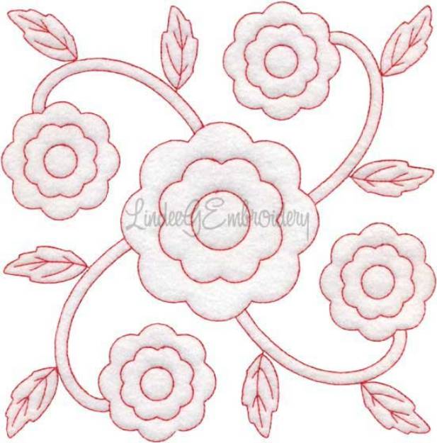 Picture of Marigold Redwork  (6.8-in)Machine Embroidery Design