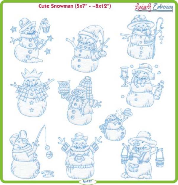 Picture of Cute Snowmen Bundle Combo Embroidery Design Pack