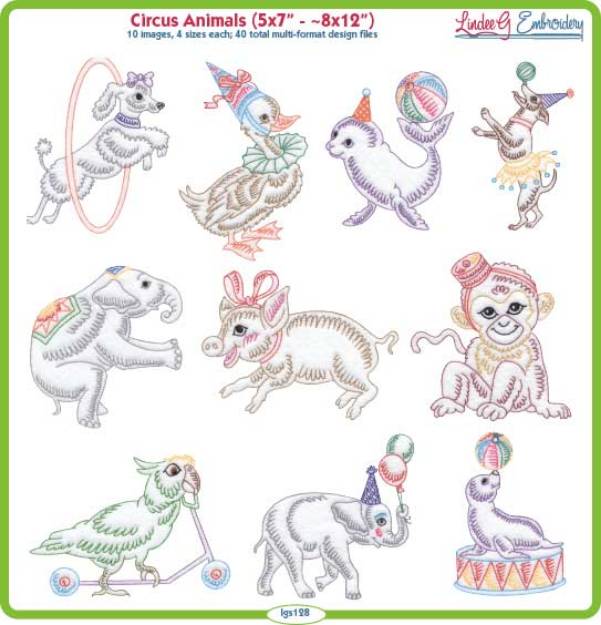 Picture of Circus Animals Bundle Combo Embroidery Design Pack