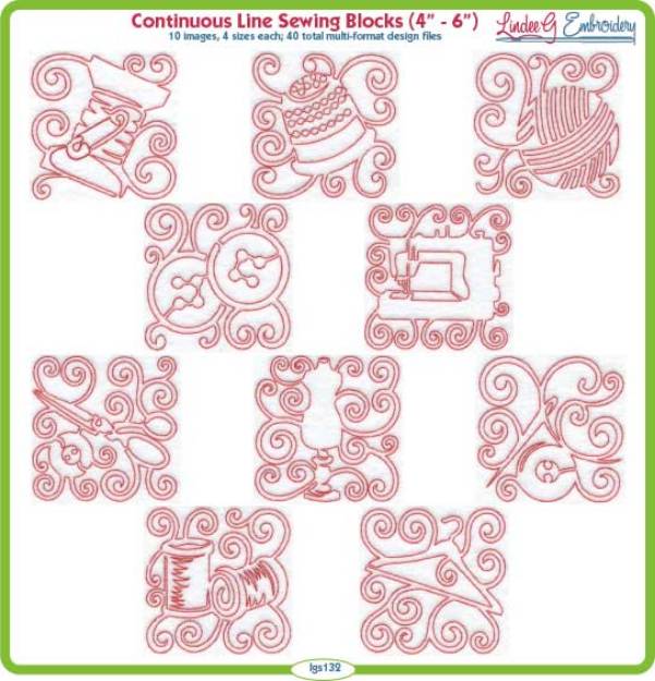 Picture of Continuous Line Sewing Blocks Bundle Combo Embroidery Design Pack