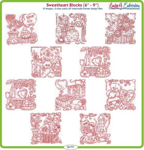 Picture of Sweetheart Blocks  Embroidery Design Pack