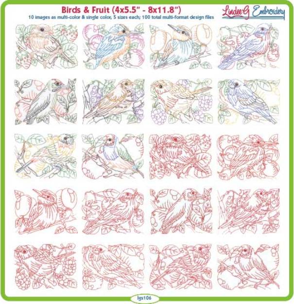 Picture of Birds & Fruit  Embroidery Design Pack