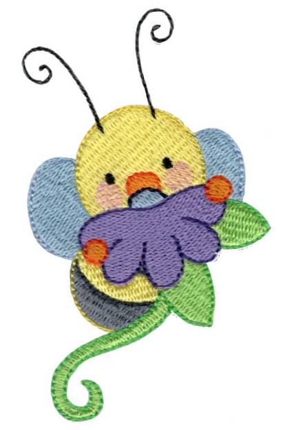 Picture of Busy Bee on Flower Machine Embroidery Design