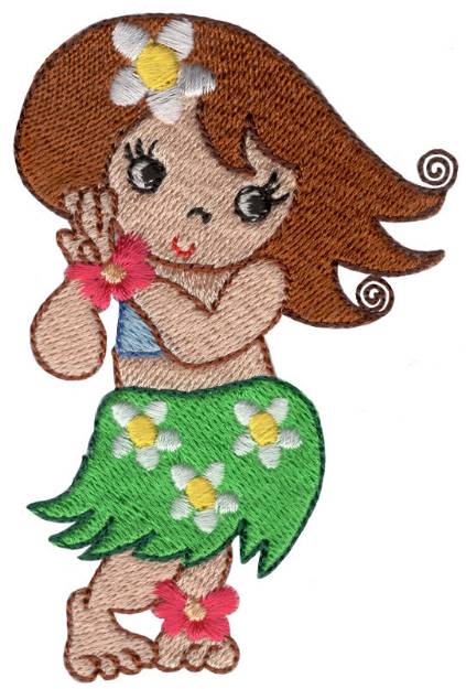 Picture of Dancing Hula Girl Machine Embroidery Design