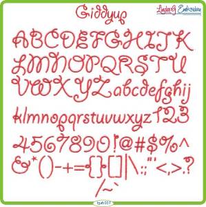 Picture of Giddyup Embroidery Font