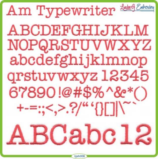 Picture of American Typewriter Embroidery Font Pack