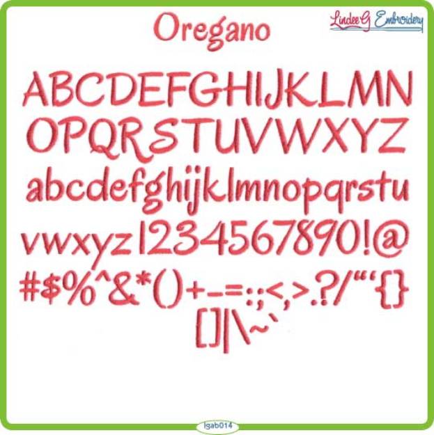 Picture of Oregano Embroidery Font Pack