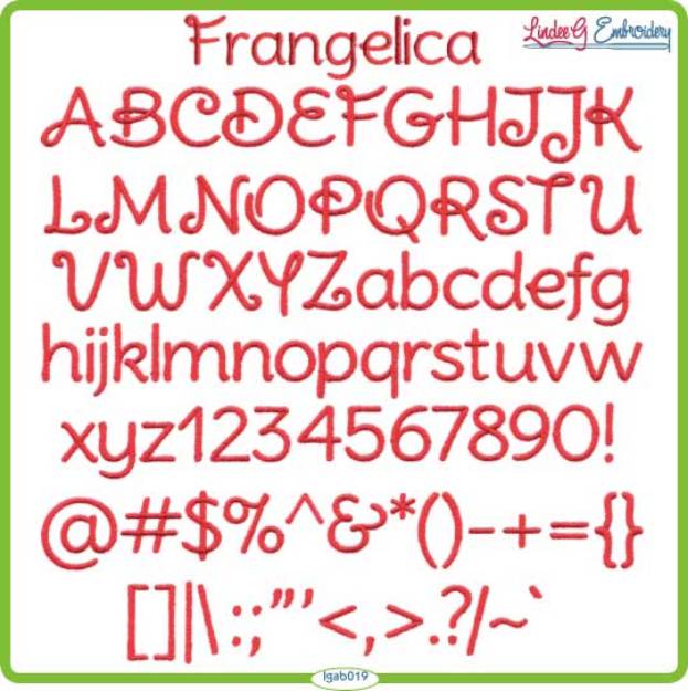 Picture of Frangelica Embroidery Font Pack