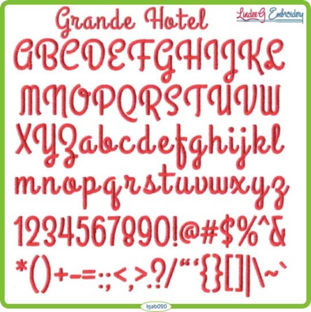 Picture of Grande Hotel Embroidery Font Pack