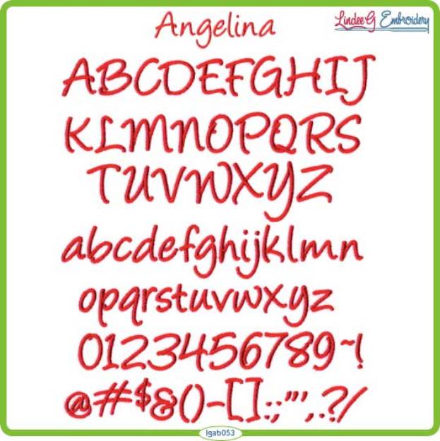 Picture of Angelina Embroidery Font Pack