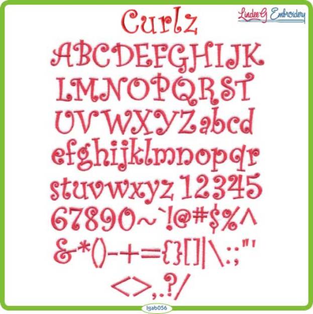 Picture of Curlz Embroidery Font Pack