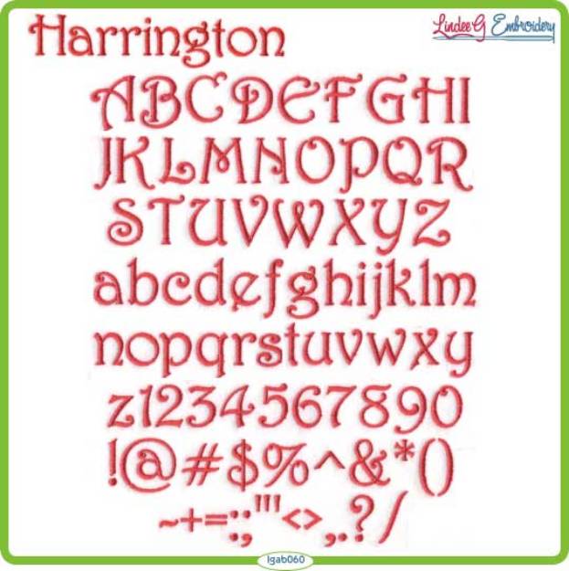 Picture of Harrington Embroidery Font Pack