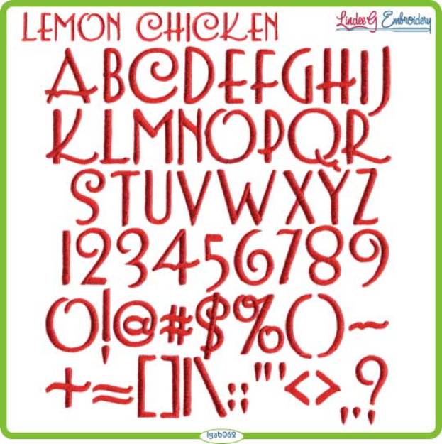 Picture of Lemon Chicken Embroidery Font Pack