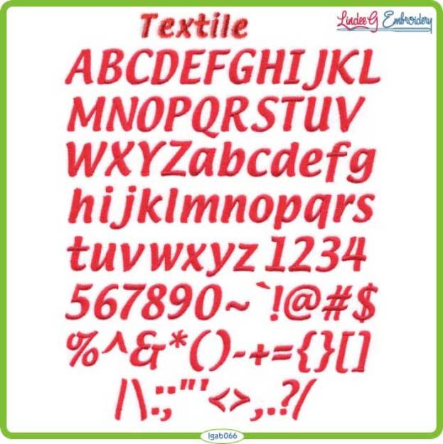 Picture of Textile Regular Embroidery Font Pack