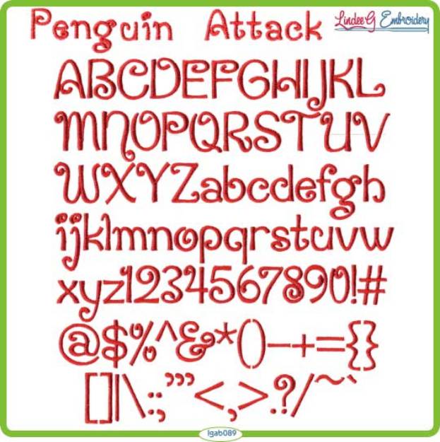 Picture of Penguin Attack Embroidery Font Pack