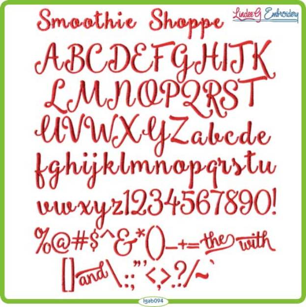 Picture of Smoothie Shoppe Embroidery Font Pack