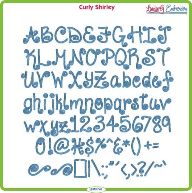 Picture of Curly Shirley Embroidery Font Pack