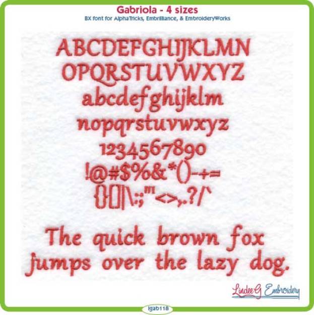 Picture of Gabriola Embroidery Font Pack