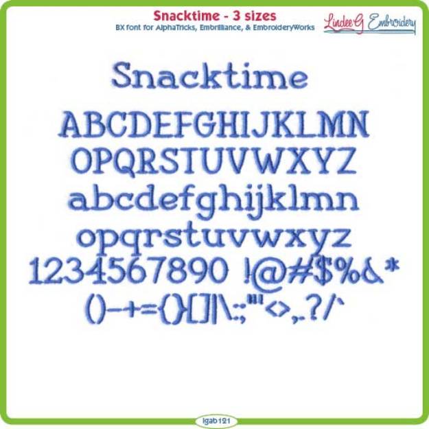 Picture of Snacktime Embroidery Font Pack