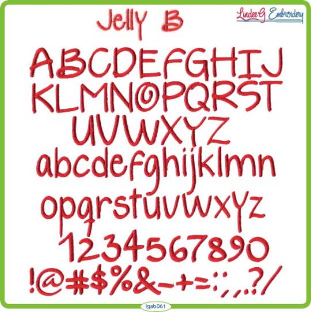 Picture of Jelly B Embroidery Font