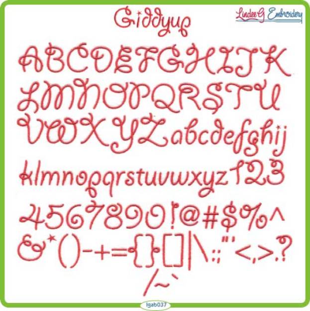 Picture of Giddyup Embroidery Font
