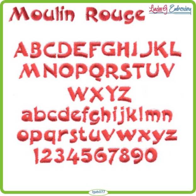 Picture of Moulin Rouge Embroidery Font