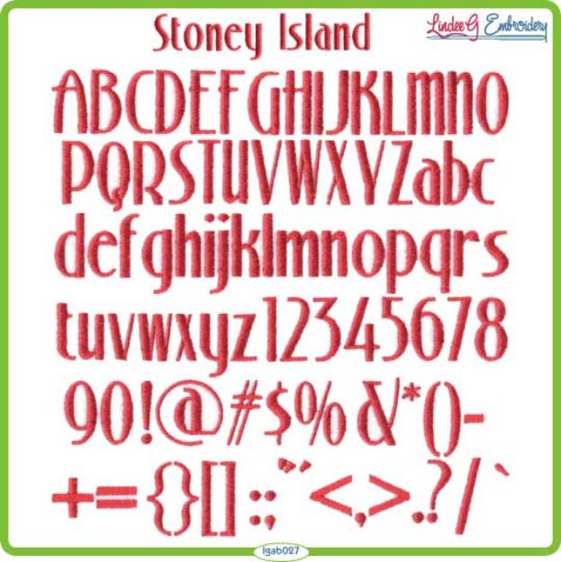 Picture of Stoney Island Embroidery Font
