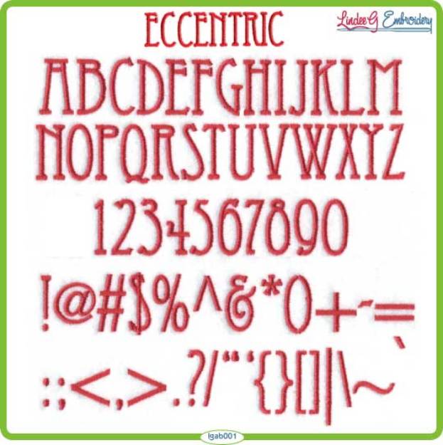 Picture of Eccentric Std. Embroidery Font Pack