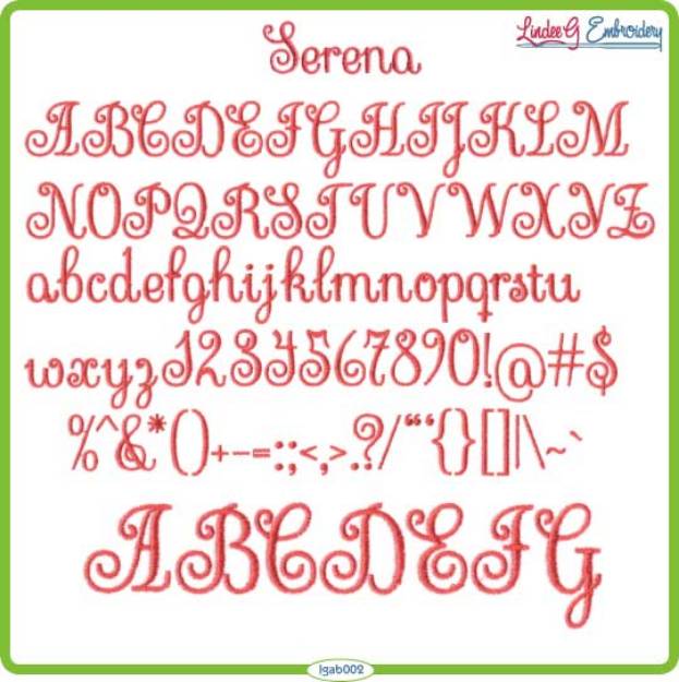 Picture of Serena Embroidery Font Pack