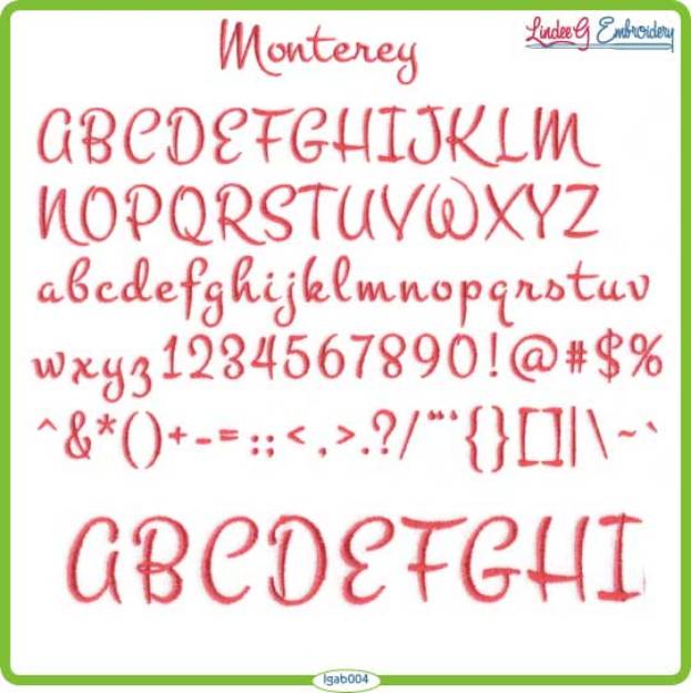 Picture of Monterey Embroidery Font Pack