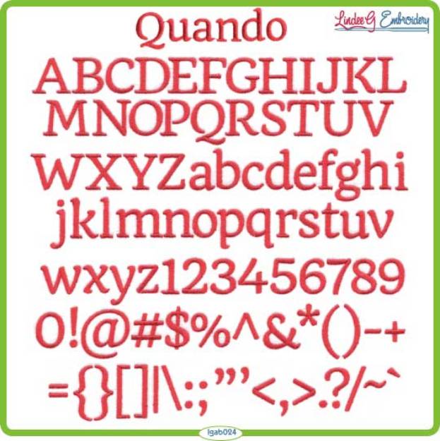 Picture of Quando Embroidery Font Pack