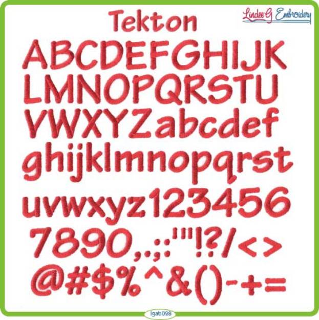 Picture of Tekton Embroidery Font Pack