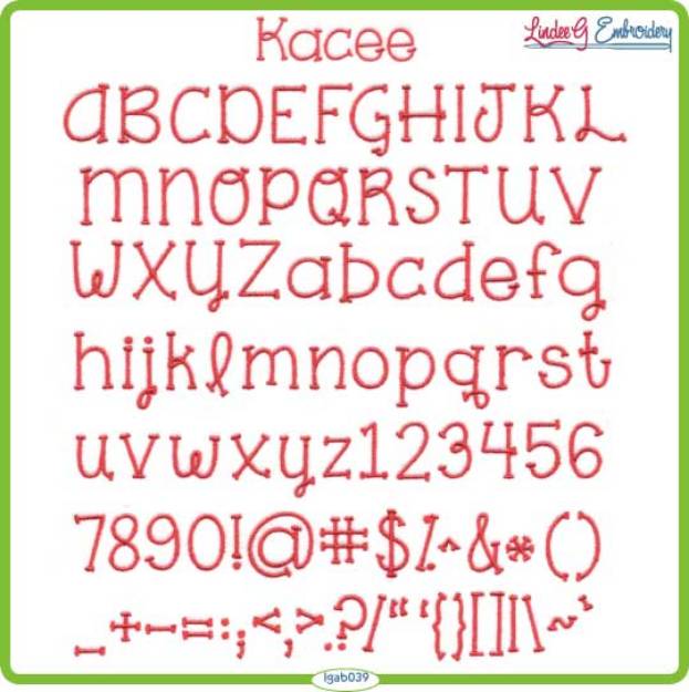 Picture of Kacee Embroidery Font Pack