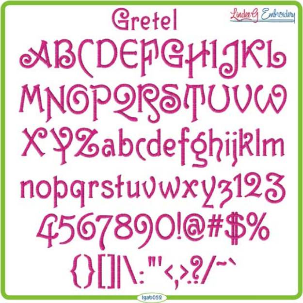 Picture of Gretel Embroidery Font Pack
