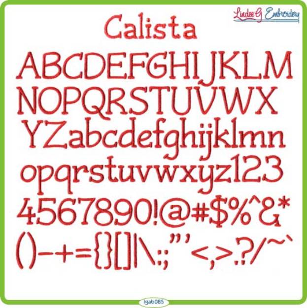 Picture of Calista Embroidery Font Pack