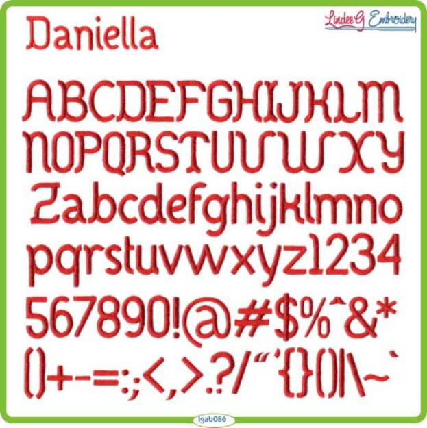 Picture of Daniella Embroidery Font Pack