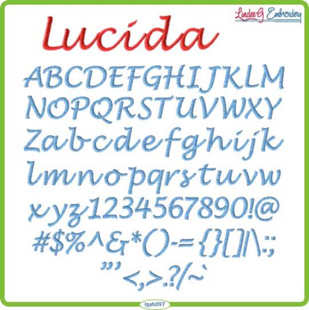 Picture of Lucida Handwriting Embroidery Font Pack